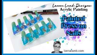 Painted Press on Nails Acrylic Painting @lonnalamb