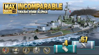 Battleship Incomparable on map Crash Zone Alpha - World of Warships