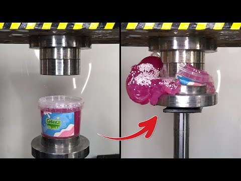 Secretly crushing my sister's slime gel with hydraulic press