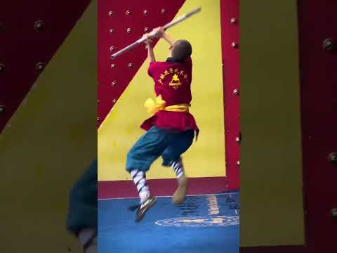 Shaolin Monkey Stick: The real strong man practices stability when out of control #kungfu #shorts