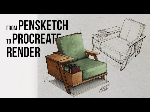 Furniture traditional sketching and rendering in procreate