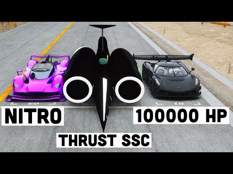 100000 HP Koenigsegg Jesko Black Devil vs Thrust SSC vs NITRO Aston Martin Pro AMR - Special Route X