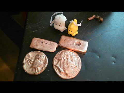 Casting some copper coins out of copper wire. 