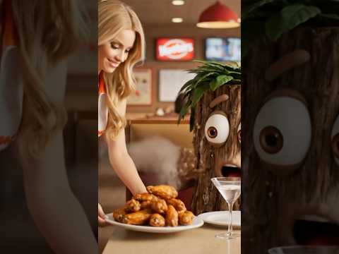 Plunk is eating at hooters! check out why he is so confused!😂#hooters #plunk @Plunkthetrunk