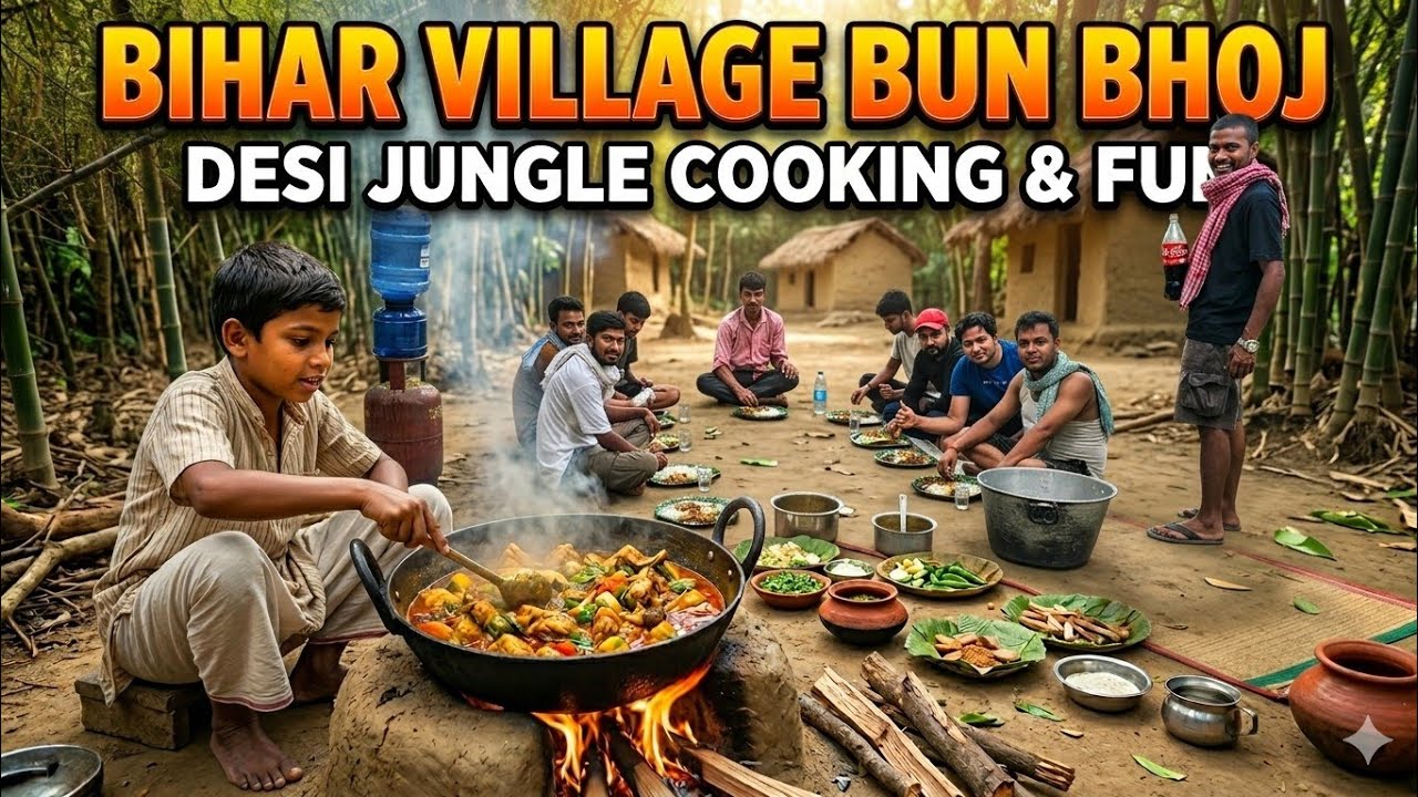 Bihar Village Bun Bhoj Picnic | Desi Jungle Cooking & Fun
