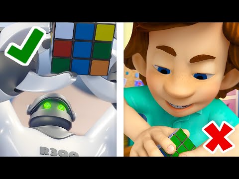 Robot vs Tom Thomas: Rubix Cube CHAMPION! | The Fixies - Kingdom Kids Zone, Little Learners - The Fixies