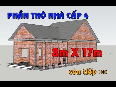 Thiết Kế Nhà Cấp 4 Ngang 8m Dài 17m || Sketchup Home Design Plan 8x17m