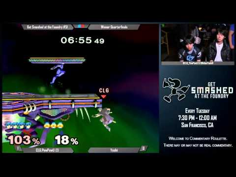 Get Smashed at the Foundry #51 - Winner Quarterfinals: CLG.PewPewU (Marth) vs Yoshi (Sheik)