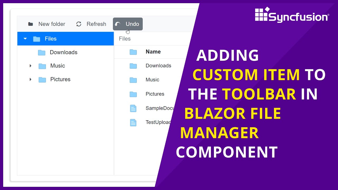 Adding Custom Item to the Toolbar in Blazor File Manager Component