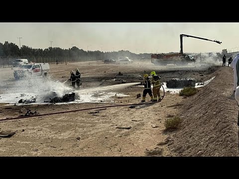 Video Thumbnail: Indian combat jet crashes at Dubai Airshow, killing pilot