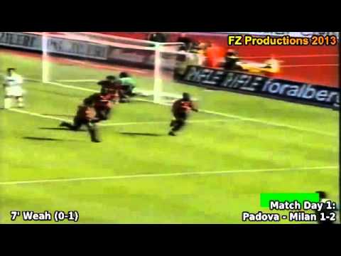Serie A 1995-1996, day 1: Padova - Milan 1-2 (Weah...