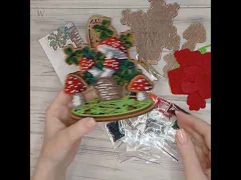 FLK-405 Набор для вышивания бисером по дереву фигурки Счастливый мухомор - фото 1 - id-p2730137426