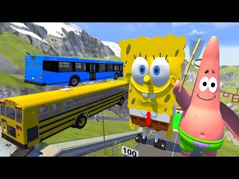 Heavy Vehicle High Speed Jumps Over SPONGEBOB & PATRICK In Green Slime Pool - BeamNG.drive Jumps
