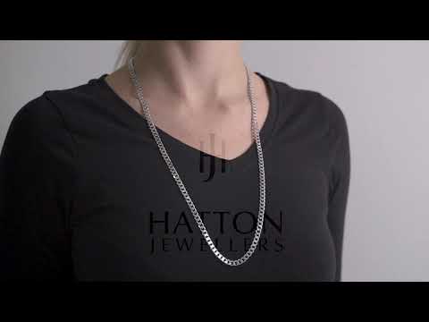 9ct White Gold Italian Made Bevelled Curb Chain - 5.75mm - 18" - 28"