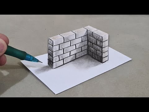 3d drawing wall on paper for beginner step by step