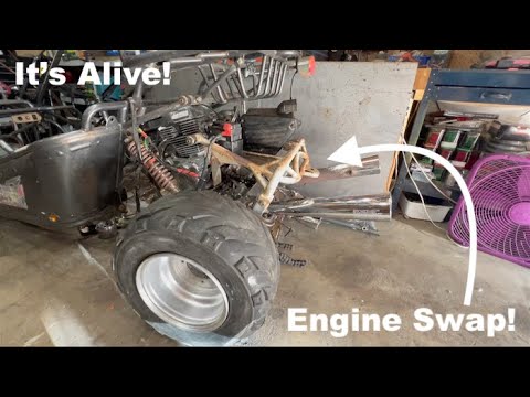 STREET BIKE ENGINE SWAP ON MY GO-KART! Go-kart restoration Project Part 3.