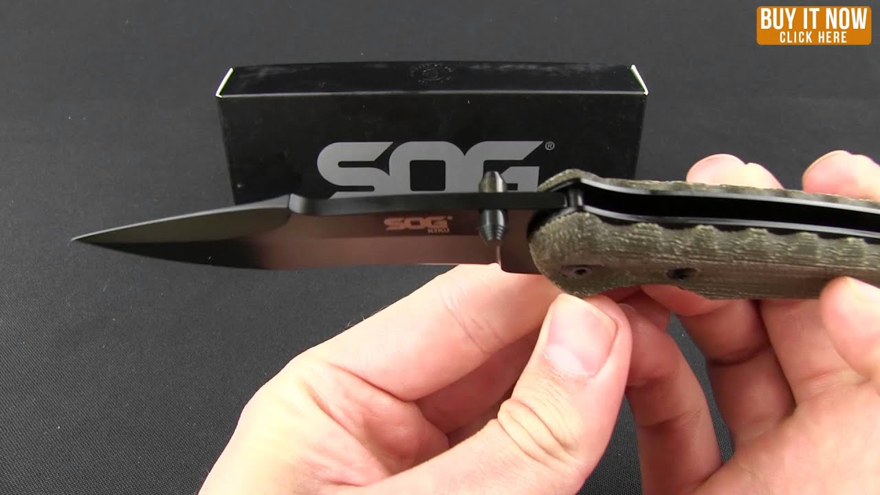 SOG Kiku Folder Small Folding Knife (3.5" Black Plain) KU-1002