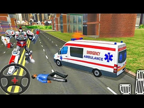 Ambulance Robot Car Transform#5 - Emergency Robot City Rescue Simulator - Android Gameplay