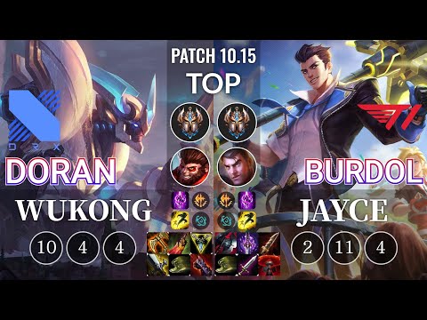 DRX Doran Wukong vs T1 Burdol Jayce Top - KR Patch 10.15