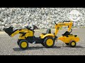 FALK Šlapací traktor 2076N Komatsu s nakladačem, rypadlem a vlečkou