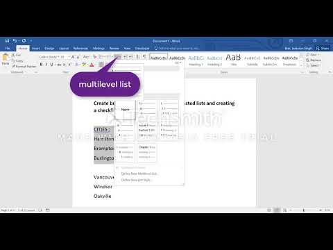 Word Using Bulleted Lists Numbered Lists Nested Lists And Creating A Checklist