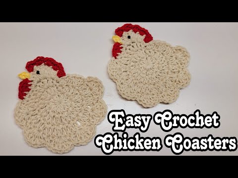 EASY Crochet Chicken Coaster Tutorial For Beginners
