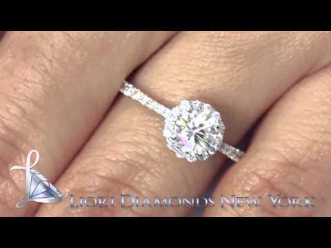 ER-SOLD-192 - 0.98 Carat G-SI1 Natural Round Diamond Engagement Ring 14k White Gold Pave Halo