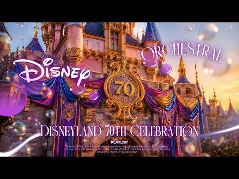 Disneyland 70th Celebration 🎆 Relaxing Disney Orchestral | Golden Sunset & Floating Bubbles