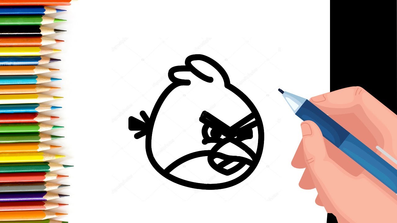 How to Draw Red Angry Birds in Pencil - Kids Fun Learn Club