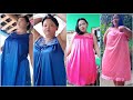 Pink Blue Satin Dress Nightie Hot Mom