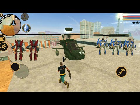 Vegas Crime Simulator (🚁 Helicopter Destroyer Robot Car) Vegas Hero Fight Robot Car - Gameplay HD