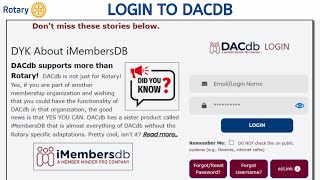 Rotary DACdb Tutorial.  Logging in and Getting Started