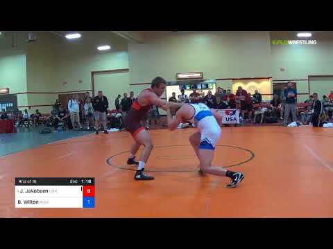 2018 Marine Corps US Open/UWW Junior Freestyle 97 Rnd Of 16 - John Jakobsen (Lehi) Vs. Brad Wilton