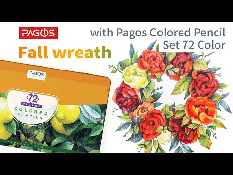 Drawing A Fall Wreath With Pagos 72 Pieces Colored Pencils Set