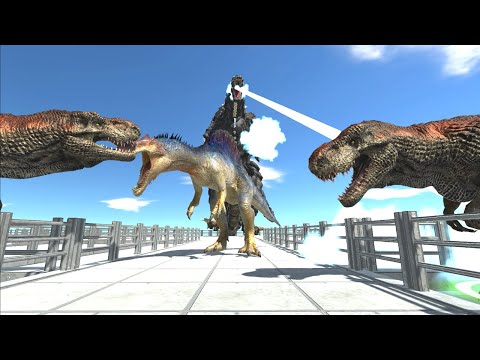 Escape From Godzilla Atomic Breath And T-Rex! - With Commentary - Animal Revolt Battle Simulator