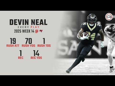 Devin Neal Week 14 Highlights | Every Run, Target, and Catch vs Buccaneers