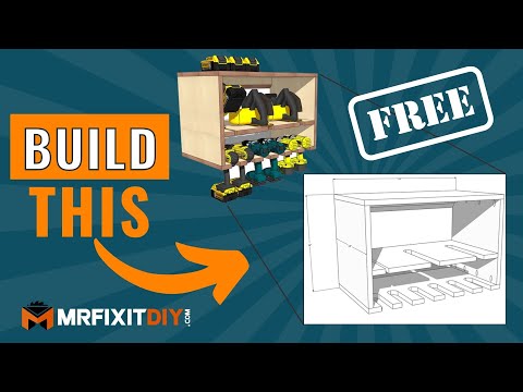 DIY CORDLESS TOOL STORAGE SHELF (FREE DOWNLOADABLE PLANS)