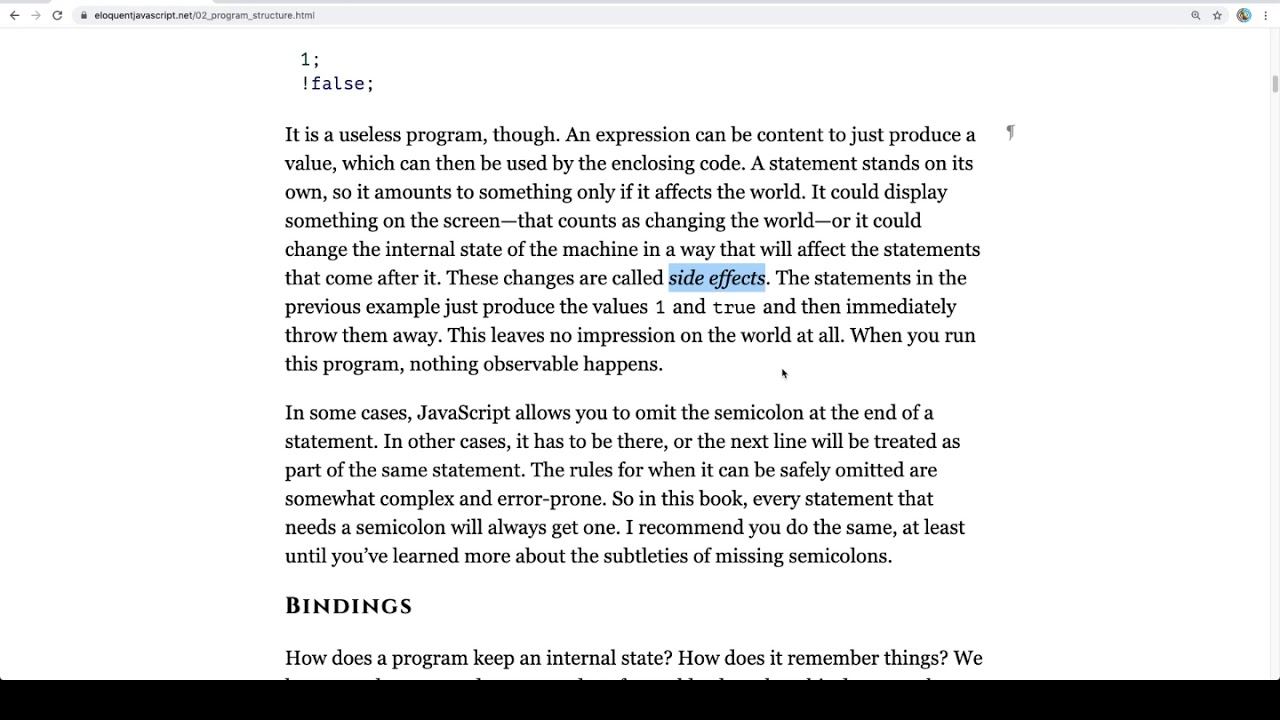 Eloquent JavaScript Read-Along - Program Structure - 001 - Expressions And Statements