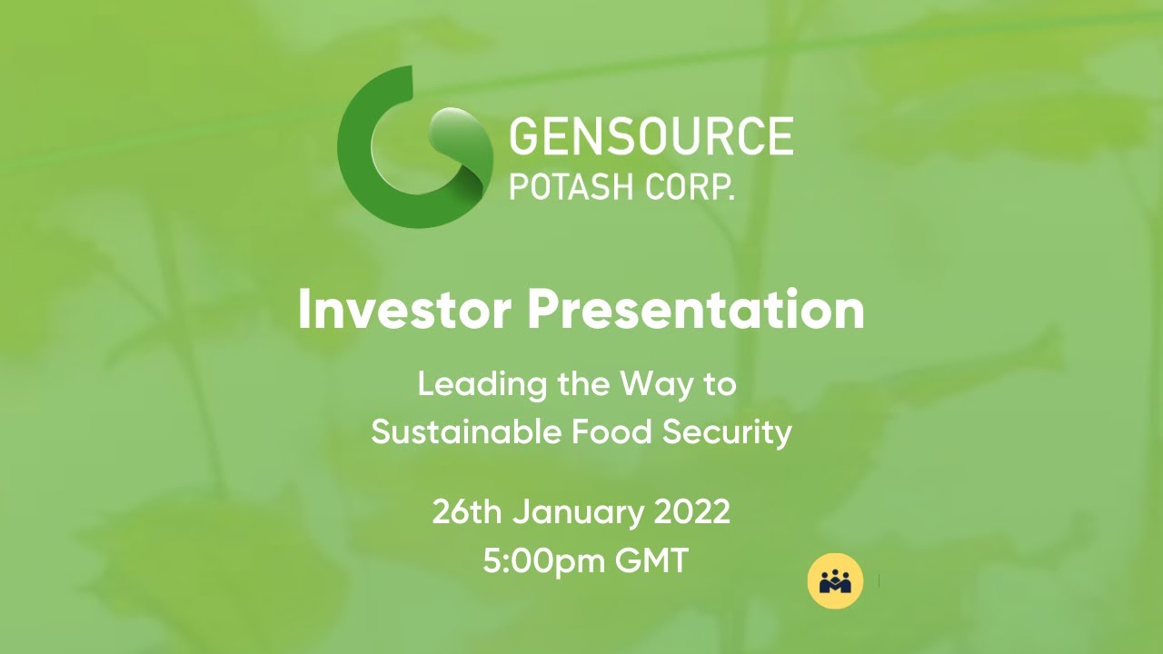 GENSOURCE POTASH CORPORATION – Leading the Way to Sustainable Food Security