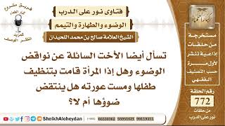 9491 - هل إذا المرأة قامت بتنظيف طفلها ومست عورته هل ينتقض ضوؤها أم لا؟- نور على الدرب image