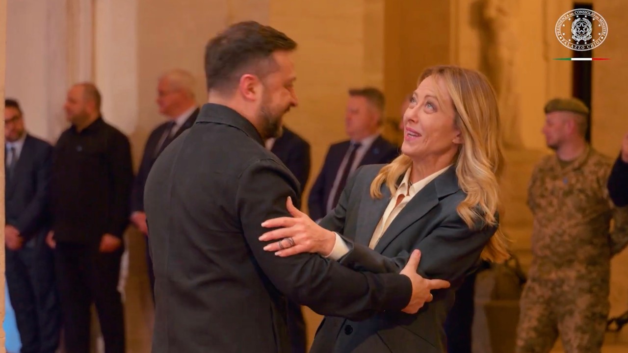 GIORGIA MELONI RICEVE A PALAZZO CHIGI IL PRESIDENTE ZELENSKY