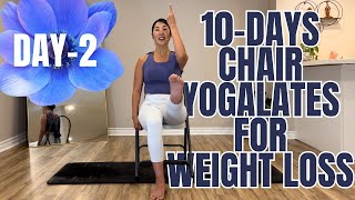 DAY-2 of 10-Days Chair Yogalates | Abs, Glutes, Obliques Workout & Full Body Stretch for Weight Loss