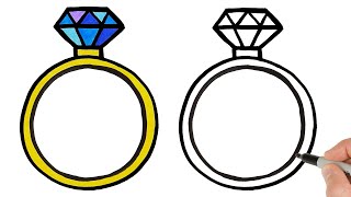 How to Draw a Diamond Ring | Super Easy Step-by-Step Tutorial!