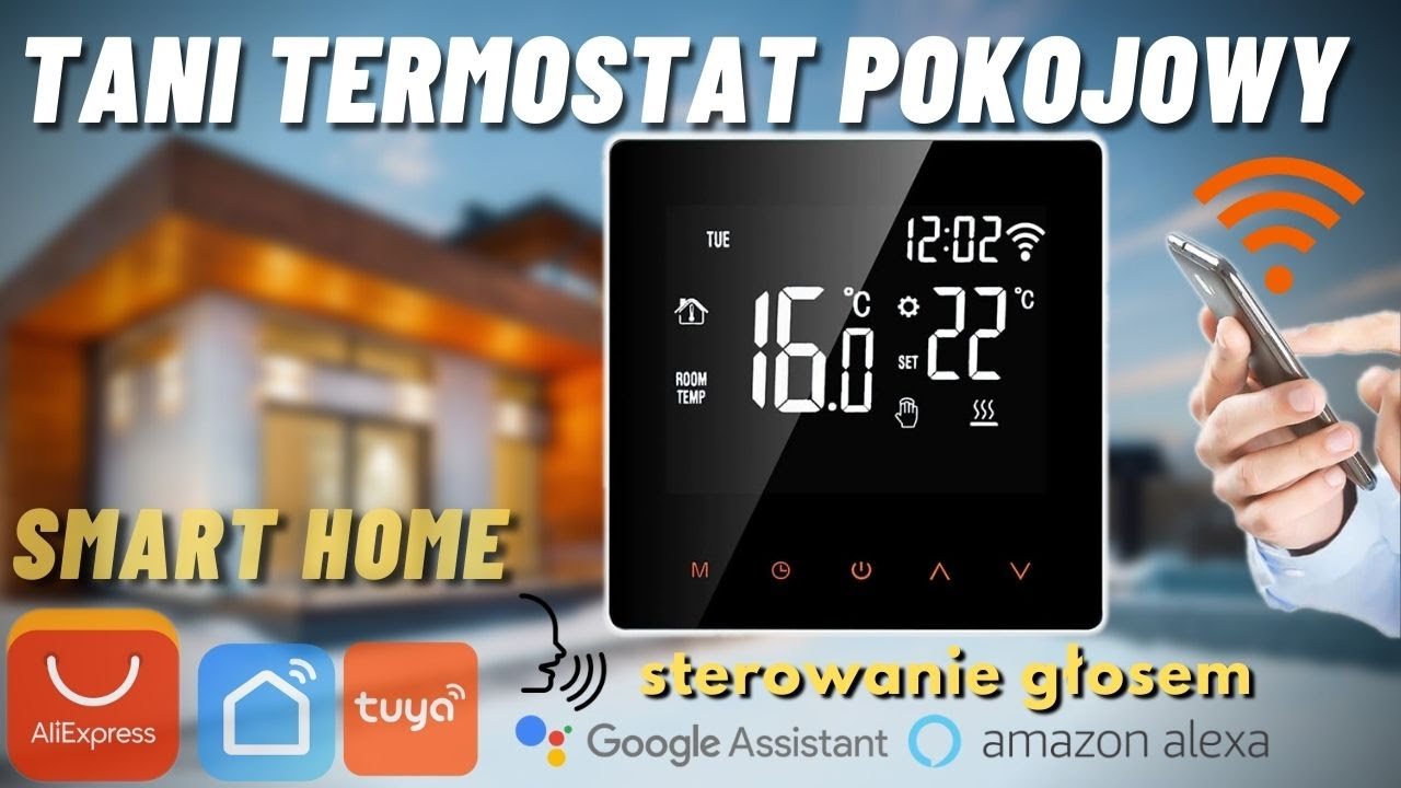 TANI TERMOSTAT POKOJOWY WiFi Tuya Smart Life z Aliexpress - Jak podłączyć do pieca - Google Alexa