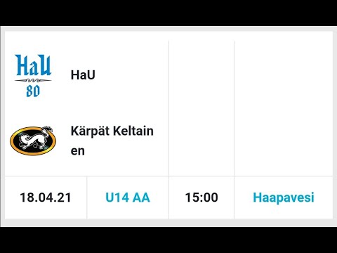U14 AA HAU vs KÄRPÄT kelt. ottelu alkaa klo:15.00