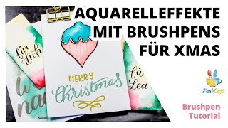 Weihnachtliche 🎄 Karten im Aquarell-Look mit Brushpens #DIY #Tutorial | FarbCafé