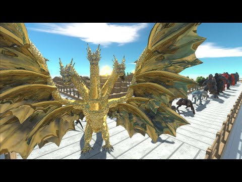 GHIDORAH VS  GODZILLA DEATH RUN - Animal Revolt Battle Simulator