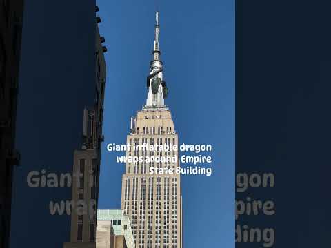 Giant inflatable dragon wrap around Empire State Building.. #newyork  #empirestatebuilding