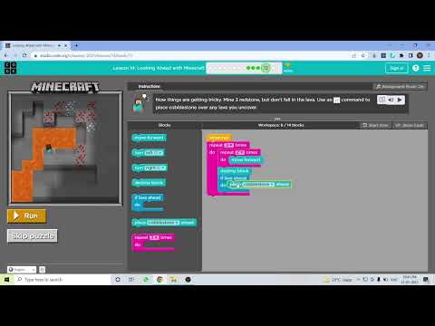 L14-12 |Code.org | Express-2021 | Lesson 14: Looking Ahead with Minecraft | level 12