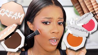 UMMMM?! NEW FENTY BEAUTY CREAM BRONZER & BLUSH REVIEW| DARK SKIN